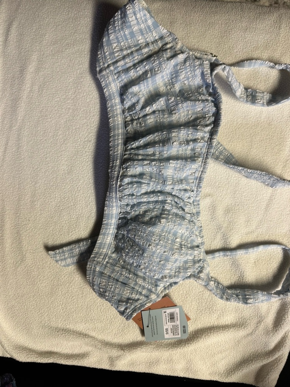 NWT D/DD Light Blue Patterned Crop Top Bikini Top